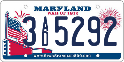MD license plate 3AD5292
