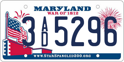 MD license plate 3AD5296