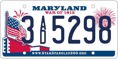 MD license plate 3AD5298