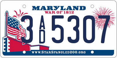 MD license plate 3AD5307