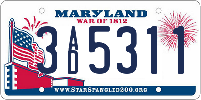 MD license plate 3AD5311