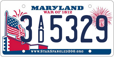 MD license plate 3AD5329