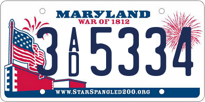 MD license plate 3AD5334