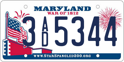 MD license plate 3AD5344