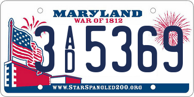 MD license plate 3AD5369