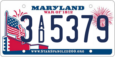 MD license plate 3AD5379