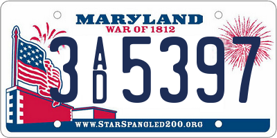 MD license plate 3AD5397