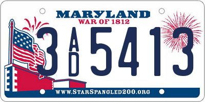 MD license plate 3AD5413