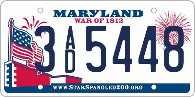 MD license plate 3AD5448