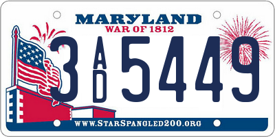 MD license plate 3AD5449