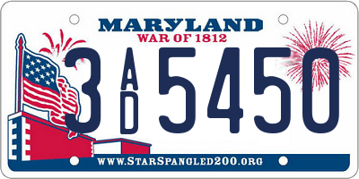 MD license plate 3AD5450