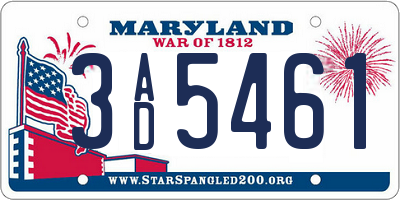 MD license plate 3AD5461