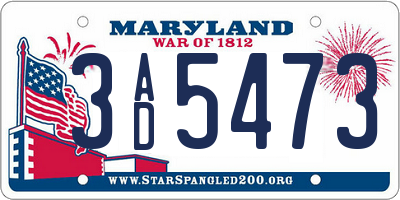 MD license plate 3AD5473