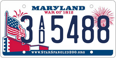 MD license plate 3AD5488