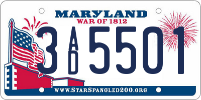 MD license plate 3AD5501