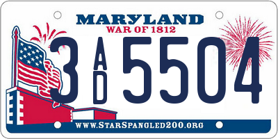 MD license plate 3AD5504