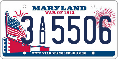 MD license plate 3AD5506