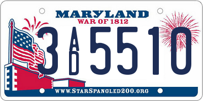 MD license plate 3AD5510