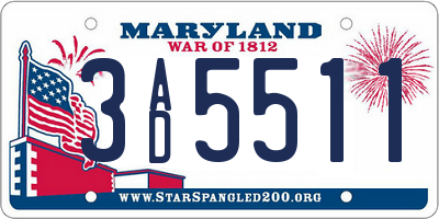 MD license plate 3AD5511