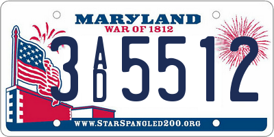 MD license plate 3AD5512