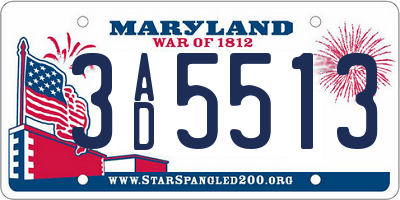 MD license plate 3AD5513