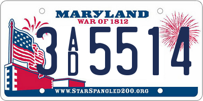 MD license plate 3AD5514