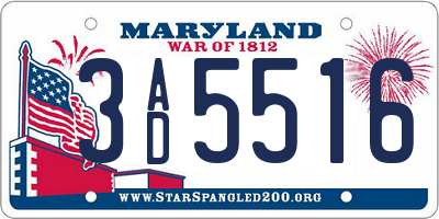 MD license plate 3AD5516