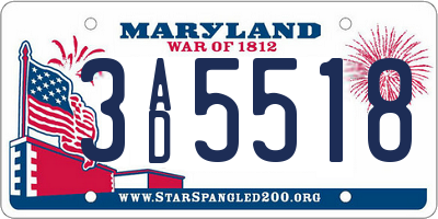 MD license plate 3AD5518