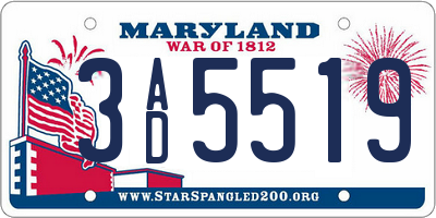 MD license plate 3AD5519