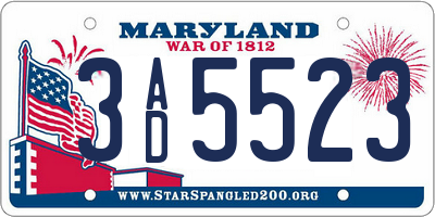 MD license plate 3AD5523