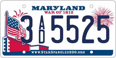 MD license plate 3AD5525