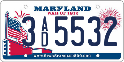 MD license plate 3AD5532