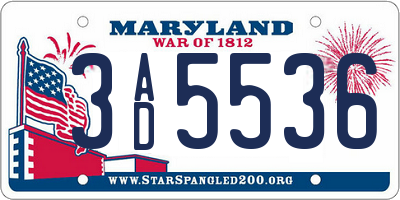 MD license plate 3AD5536