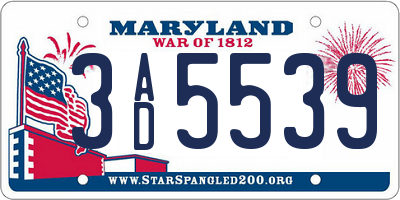 MD license plate 3AD5539