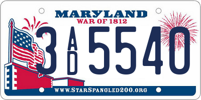 MD license plate 3AD5540