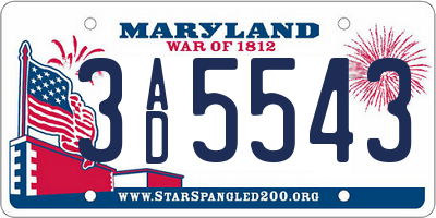 MD license plate 3AD5543