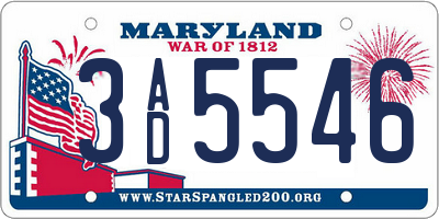 MD license plate 3AD5546