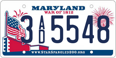 MD license plate 3AD5548