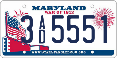 MD license plate 3AD5551