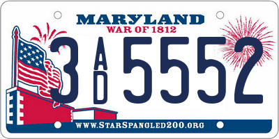 MD license plate 3AD5552