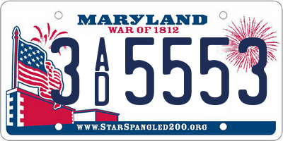 MD license plate 3AD5553