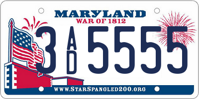 MD license plate 3AD5555