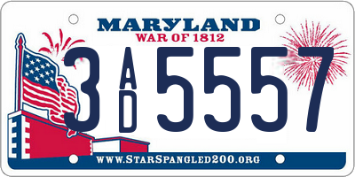 MD license plate 3AD5557