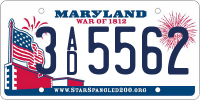 MD license plate 3AD5562