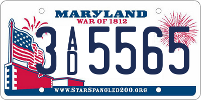 MD license plate 3AD5565