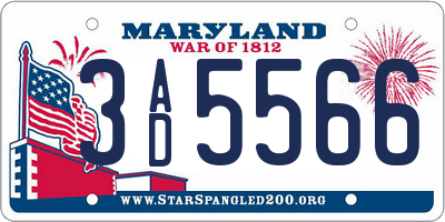 MD license plate 3AD5566