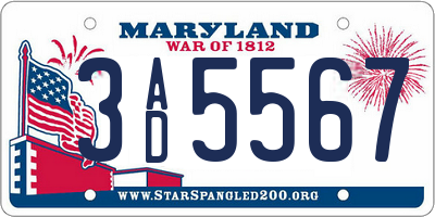 MD license plate 3AD5567