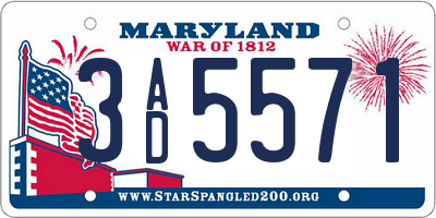 MD license plate 3AD5571