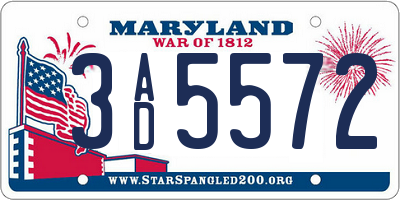 MD license plate 3AD5572