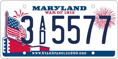 MD license plate 3AD5577